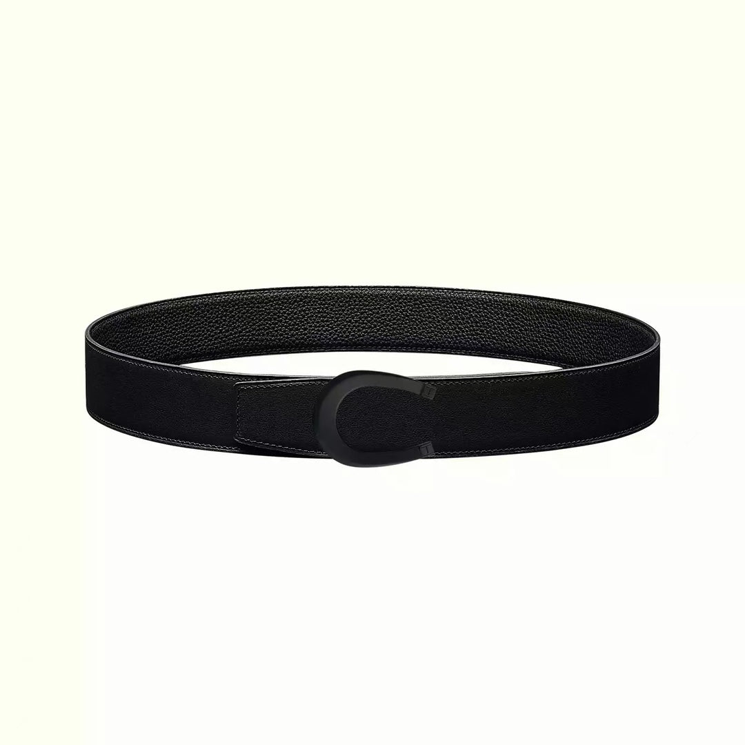 HERMES LUCK BELT BUCKLE & REVERSIBLE BLACK LEATHER STRAP 38MM