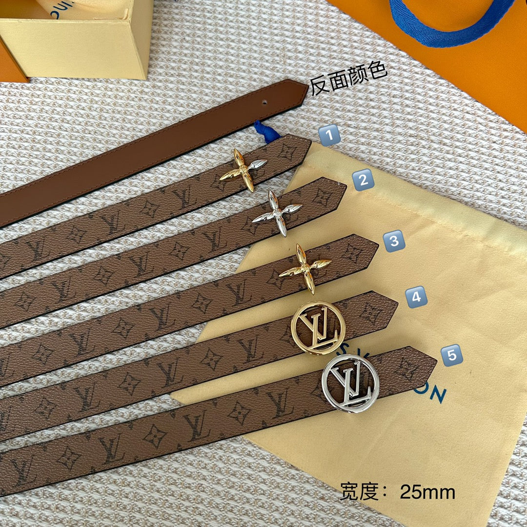 LOUIS VUITTON LV CIRCLE 25MM REVERSIBLE BELT MEDIUM BROWN MONOGRAM CALFSKIN SILVER HARDWARE
