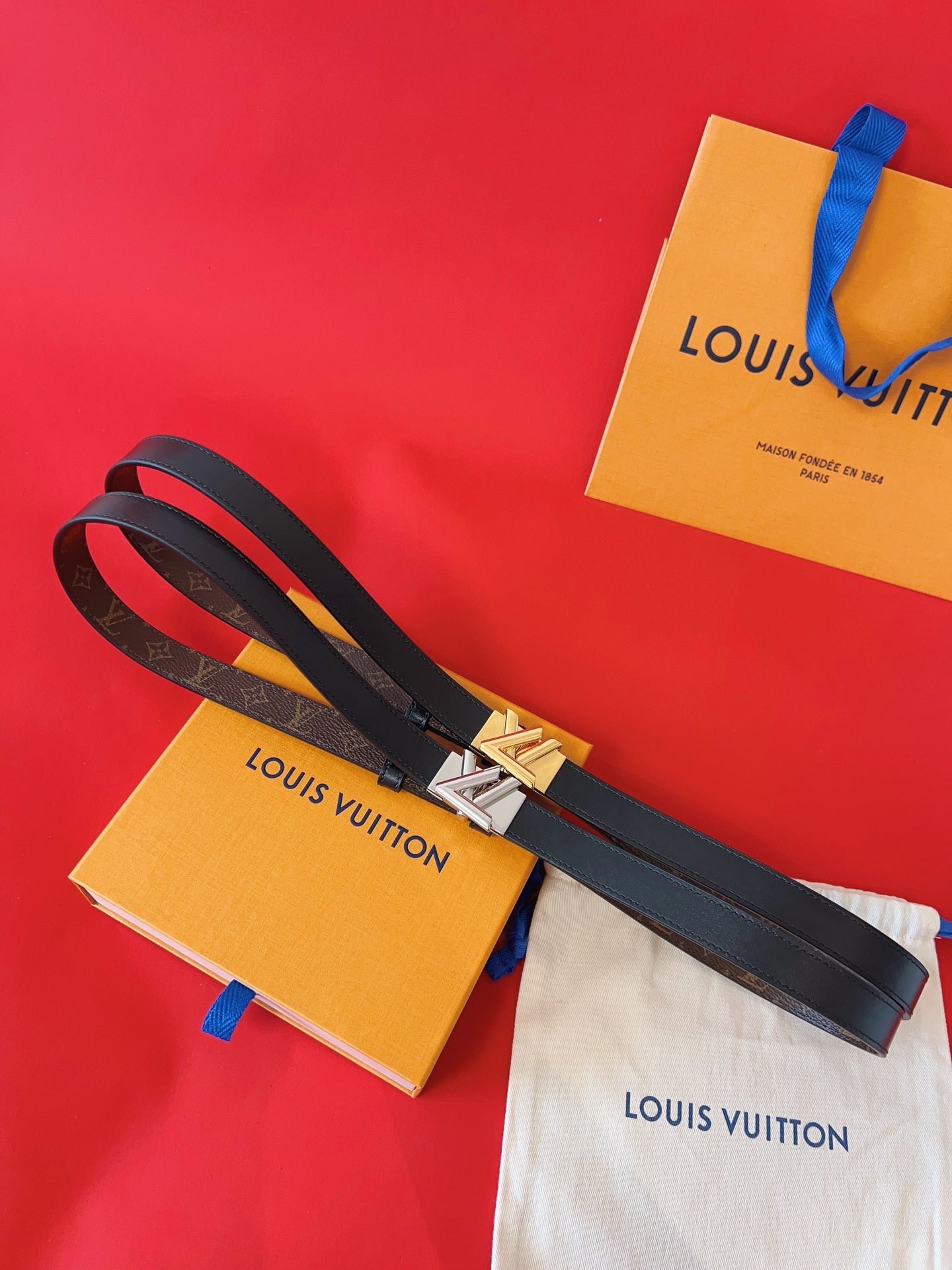 LOUIS VUITTON LV GO-14 20MM BELT IN BLACK CALFSKIN SILVER HARDWARE