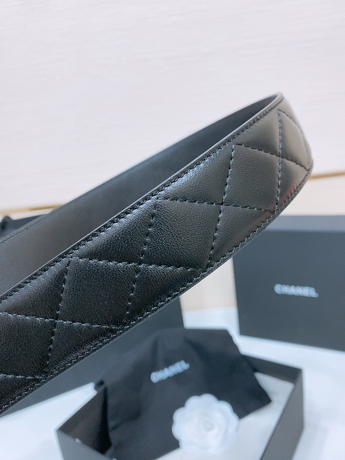 CHANEL DOUBLE C 38MM IN BLACK QUILTED LAMBSKIN SILVER BUCKLE