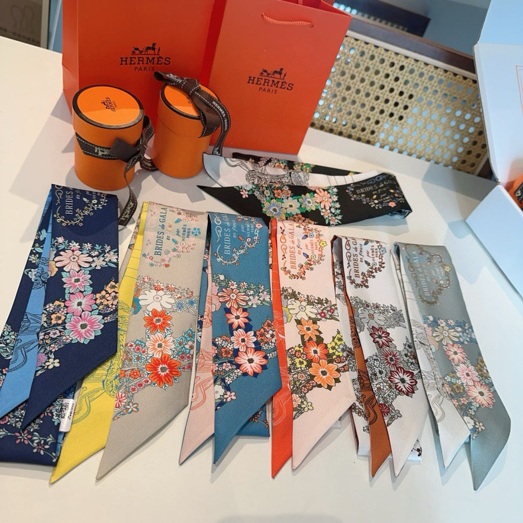 HERMES HERMES 25S SILK NECKERCHIEF 86 IN SILK 714380
