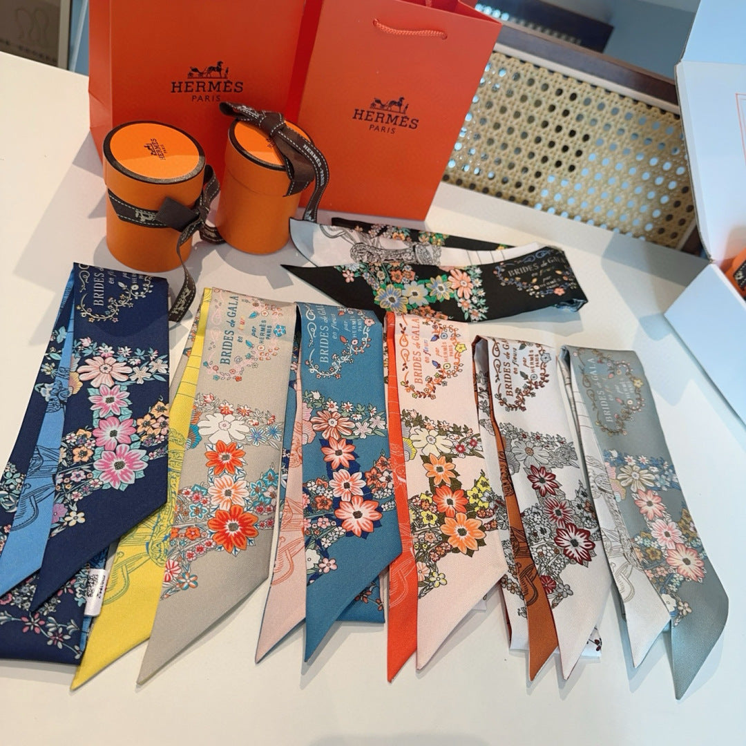 HERMES HERMES 25S SILK NECKERCHIEF 86 IN SILK 714380