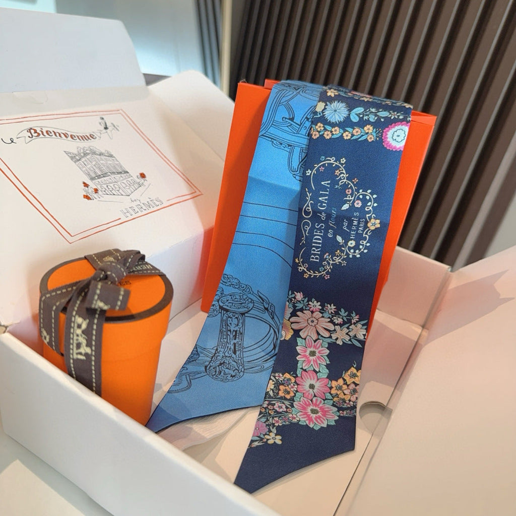 HERMES HERMES 25S SILK NECKERCHIEF 86 IN SILK 714380