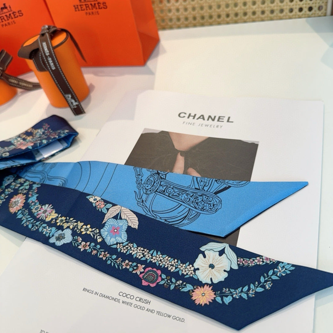 HERMES HERMES 25S SILK NECKERCHIEF 86 IN SILK 714380