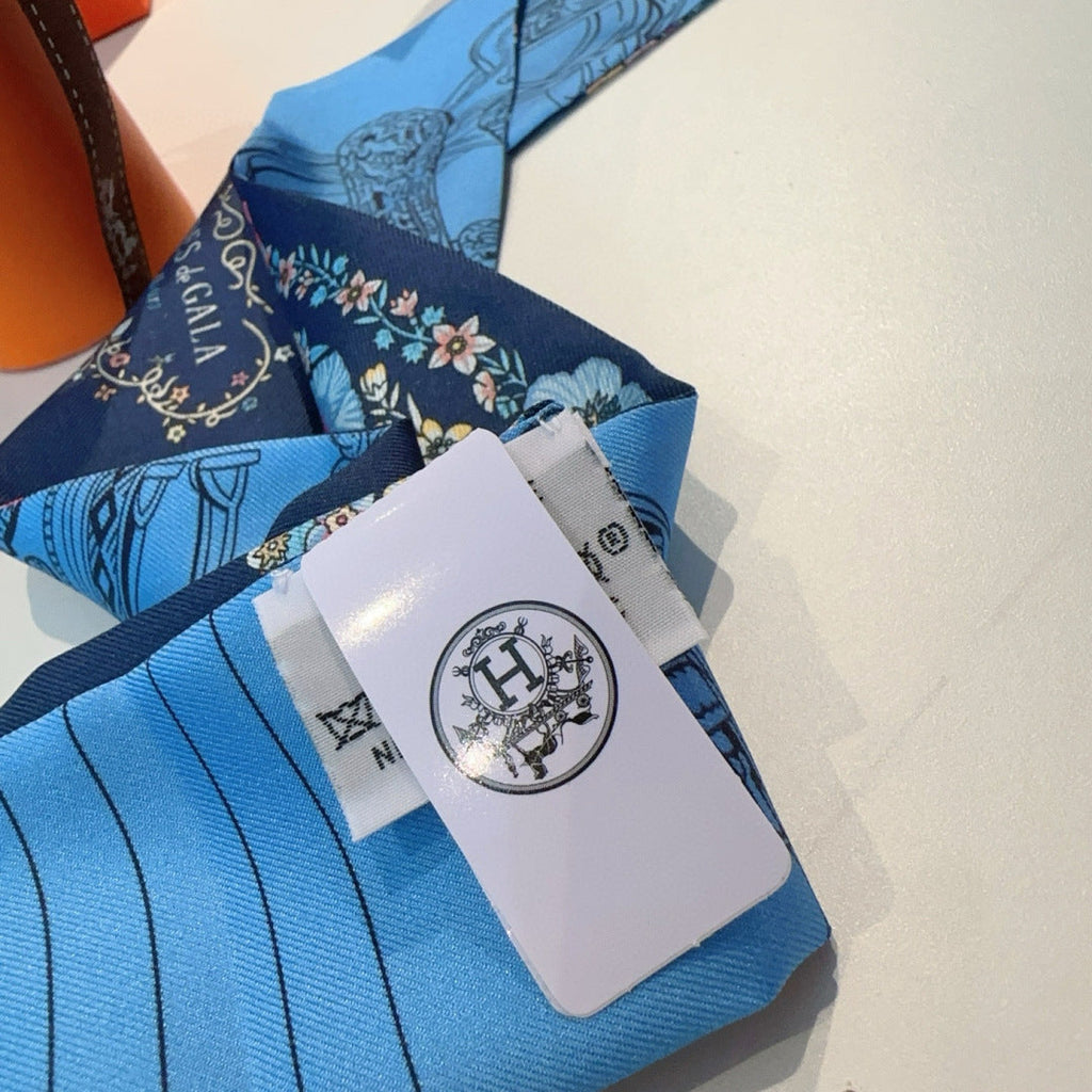 HERMES HERMES 25S SILK NECKERCHIEF 86 IN SILK 714380