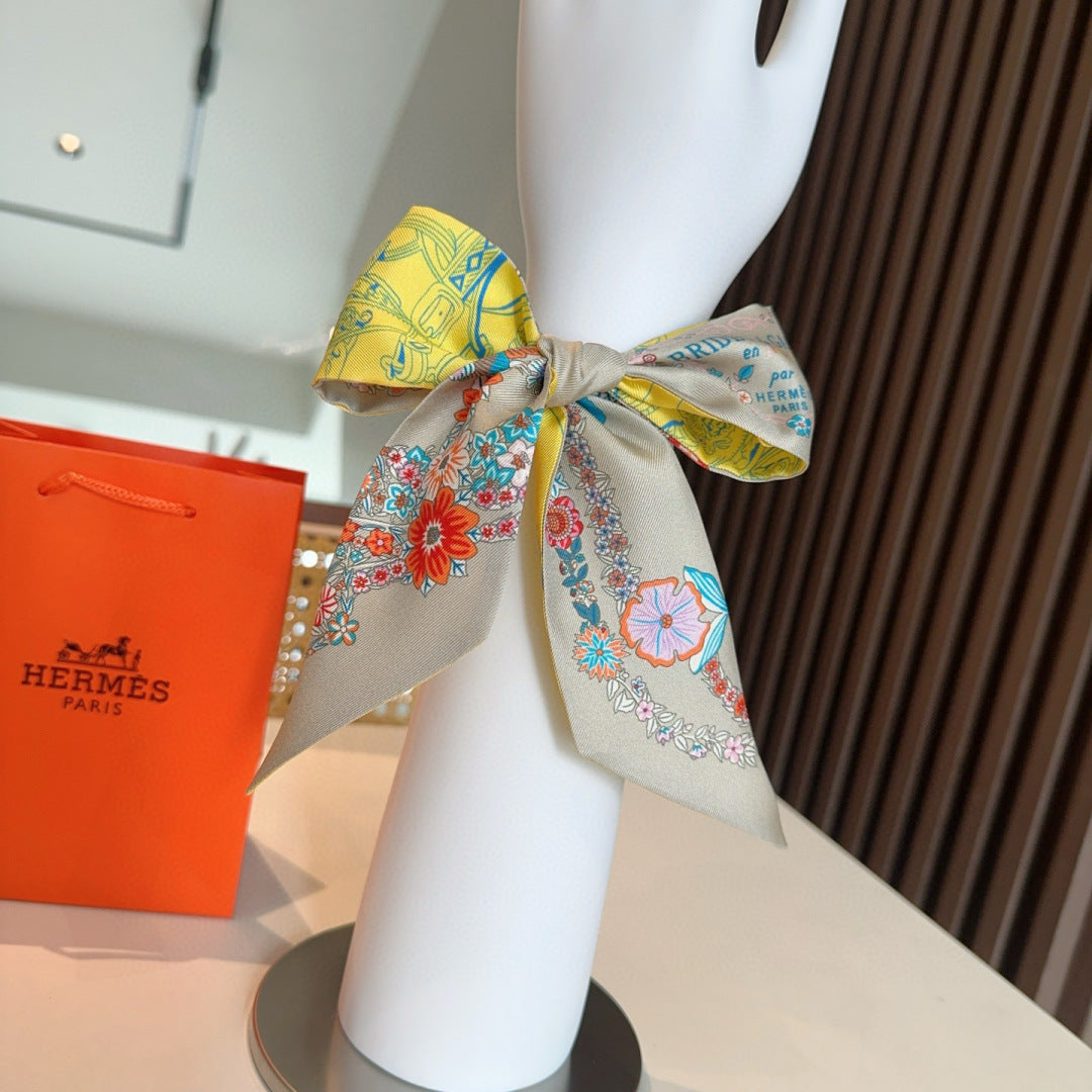 HERMES HERMES 25S SILK NECKERCHIEF 86 IN SILK 714382