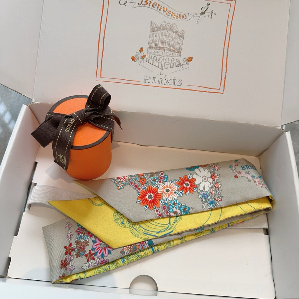 HERMES HERMES 25S SILK NECKERCHIEF 86 IN SILK 714382