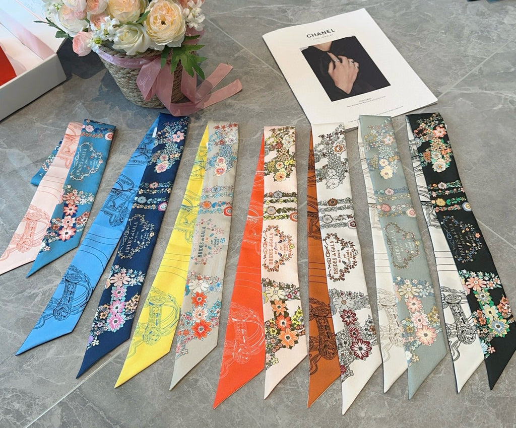 HERMES HERMES 25S SILK NECKERCHIEF 86 IN SILK 714382