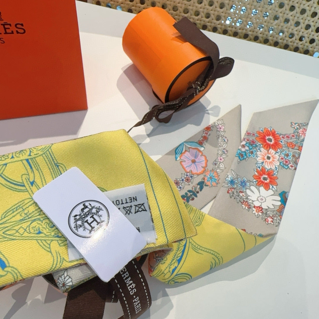 HERMES HERMES 25S SILK NECKERCHIEF 86 IN SILK 714382