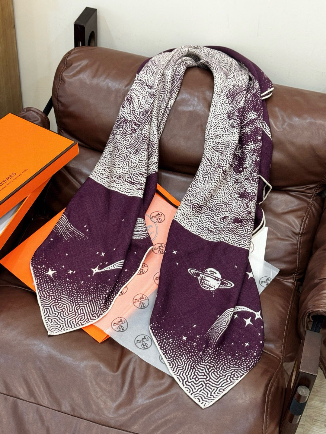 HERMES HERMES 25S SCARF 140 IN SILK CASERE 987419