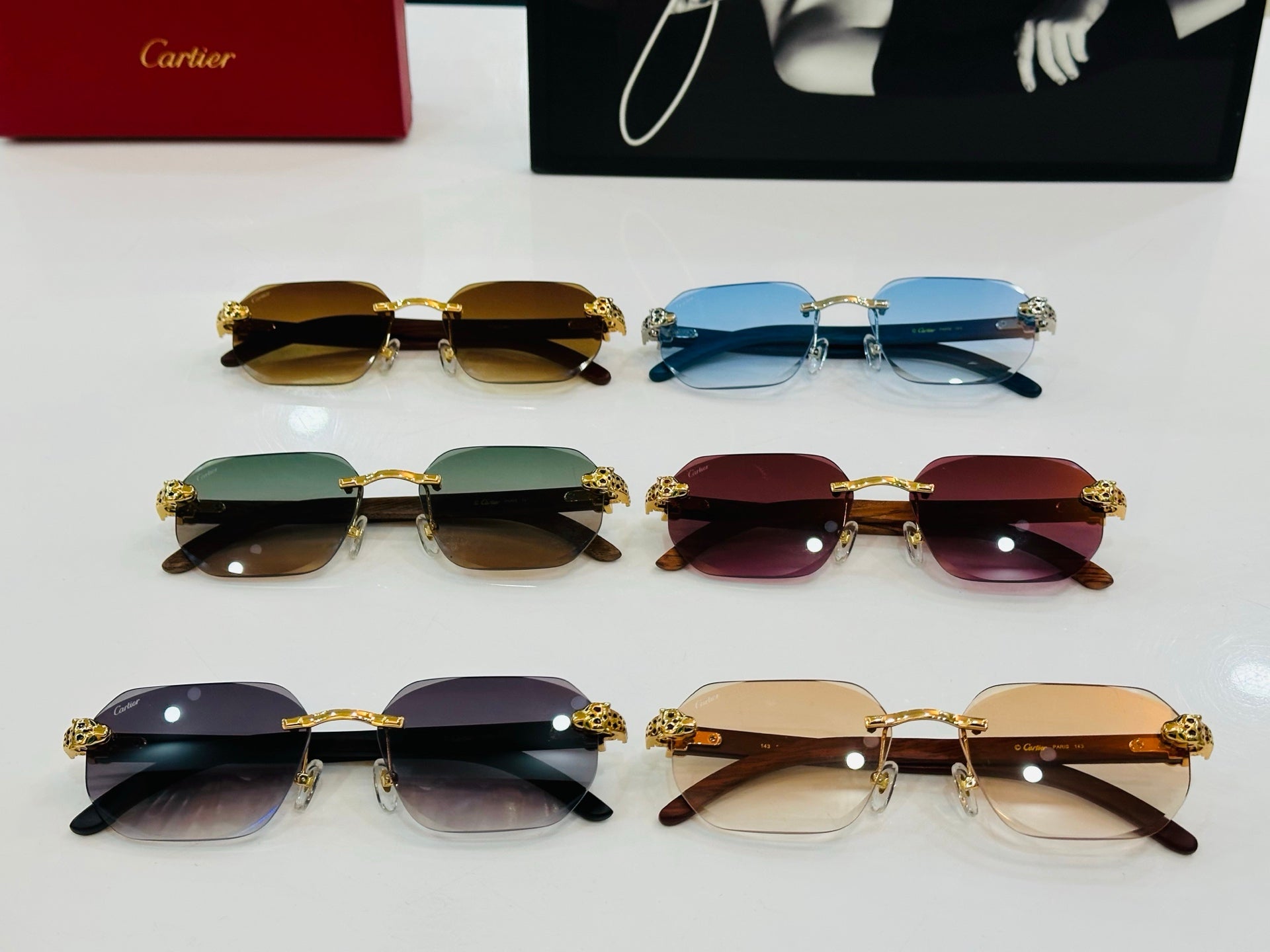 PANTHÈRE RIMLESS OVAL FRAME SUNGLASSES 543637 IN METAL