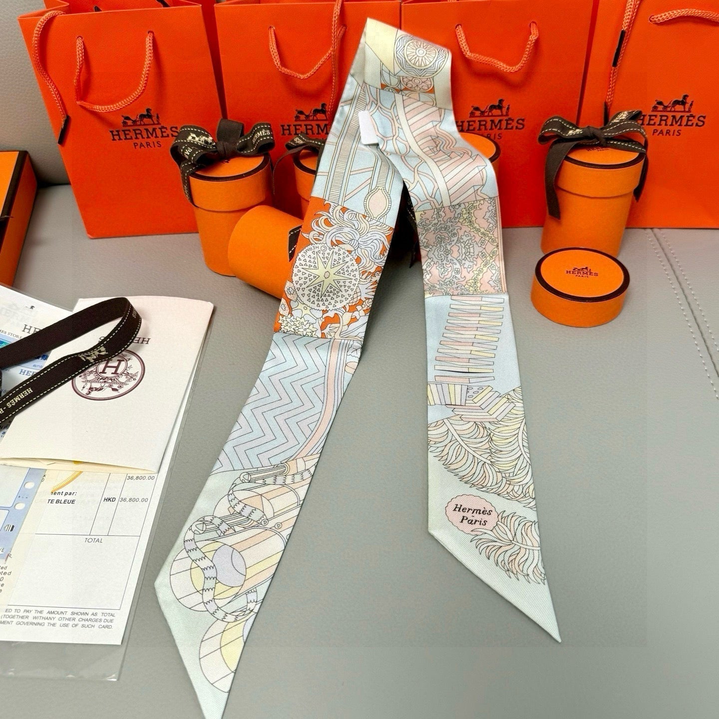 HERMES HERMES 25S SILK NECKERCHIEF 86 IN SILK 714349