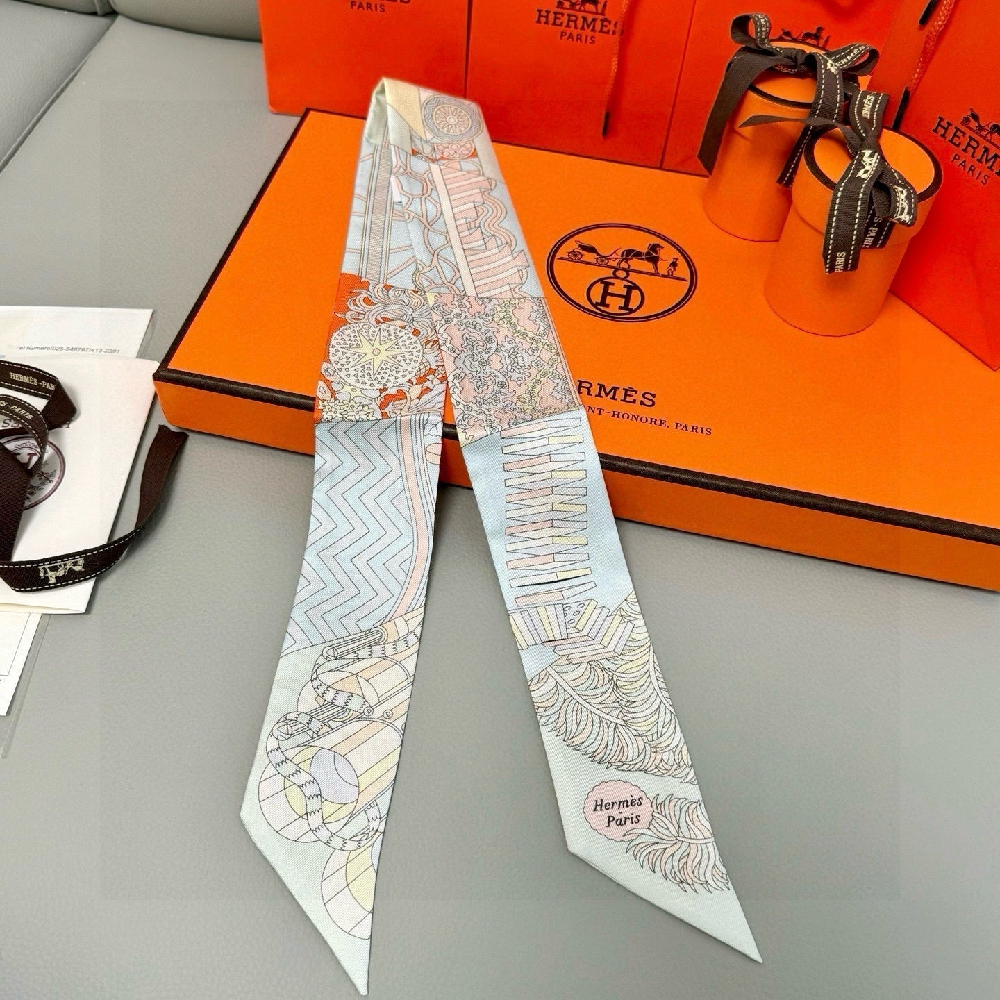 HERMES HERMES 25S SILK NECKERCHIEF 86 IN SILK 714349