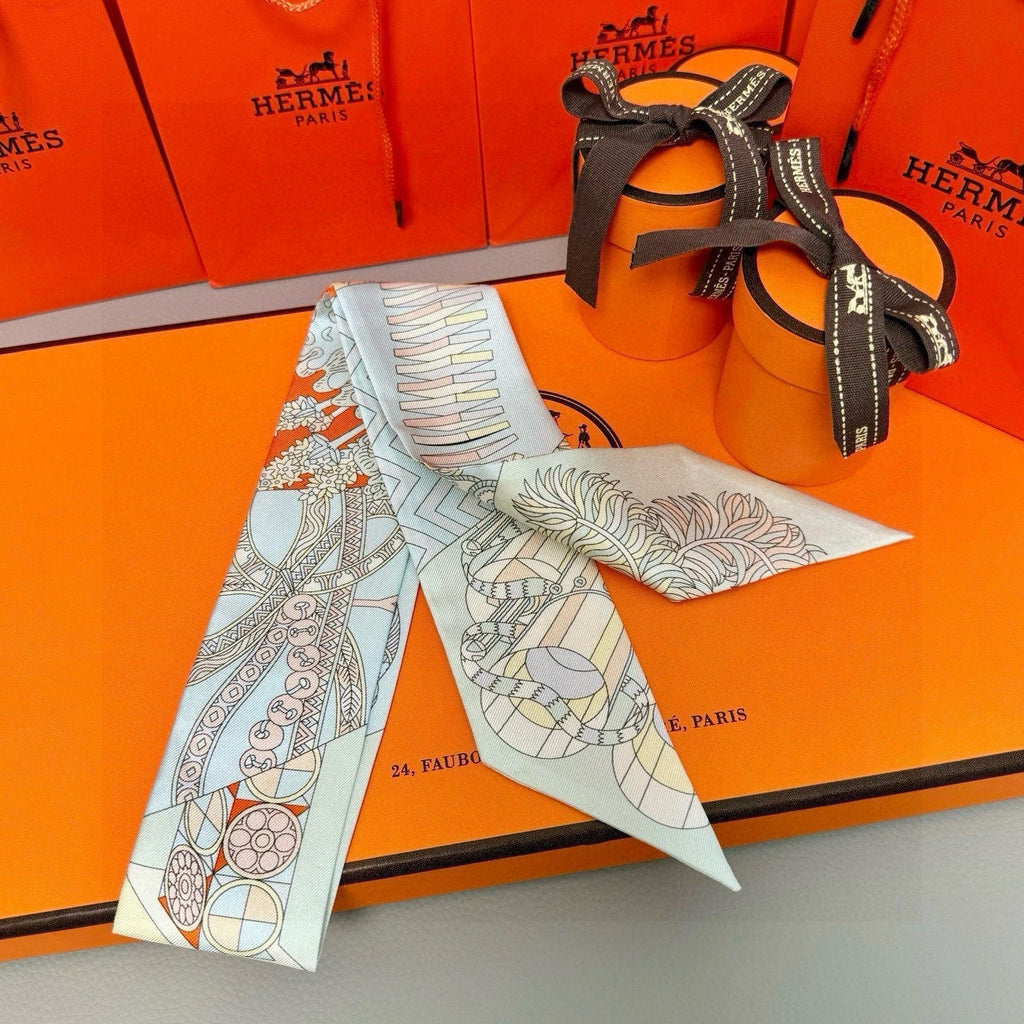 HERMES HERMES 25S SILK NECKERCHIEF 86 IN SILK 714349