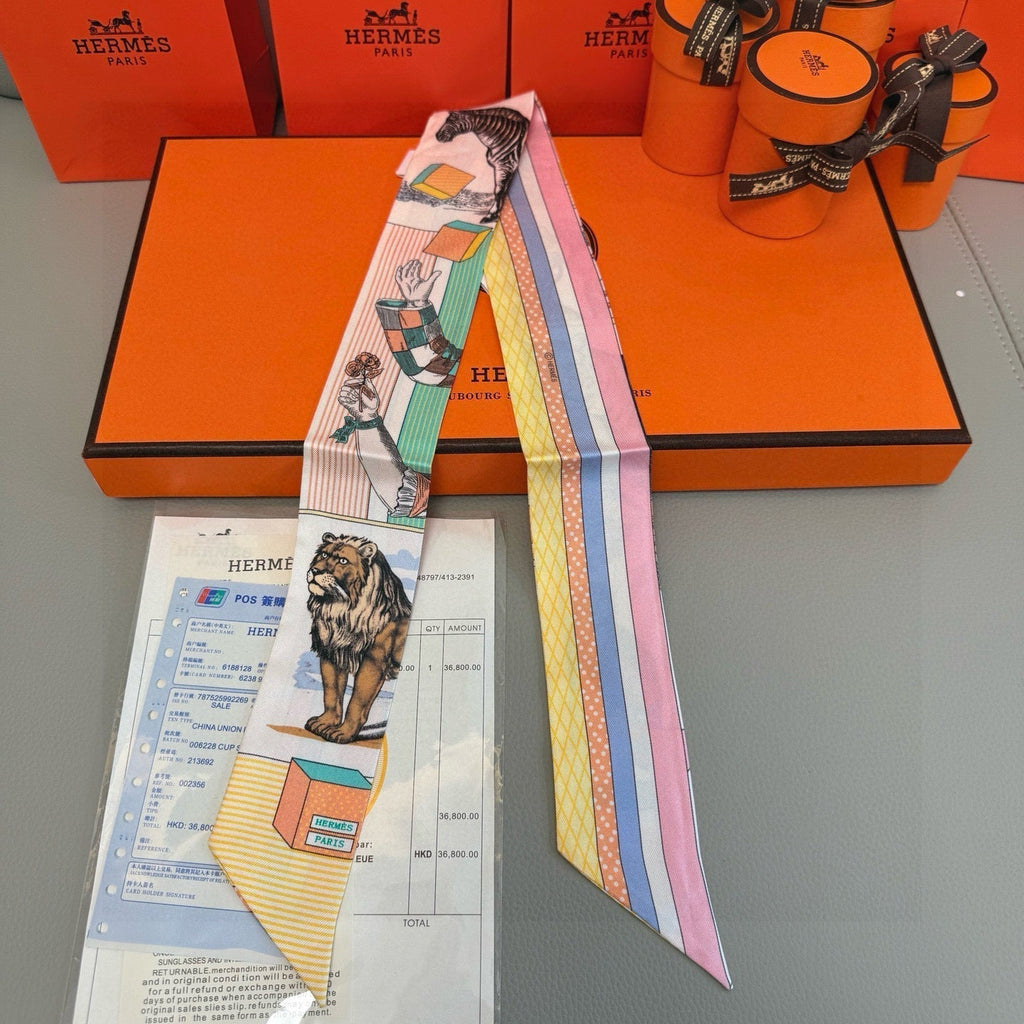 HERMES HERMES 25S SILK NECKERCHIEF 86 IN SILK 714363