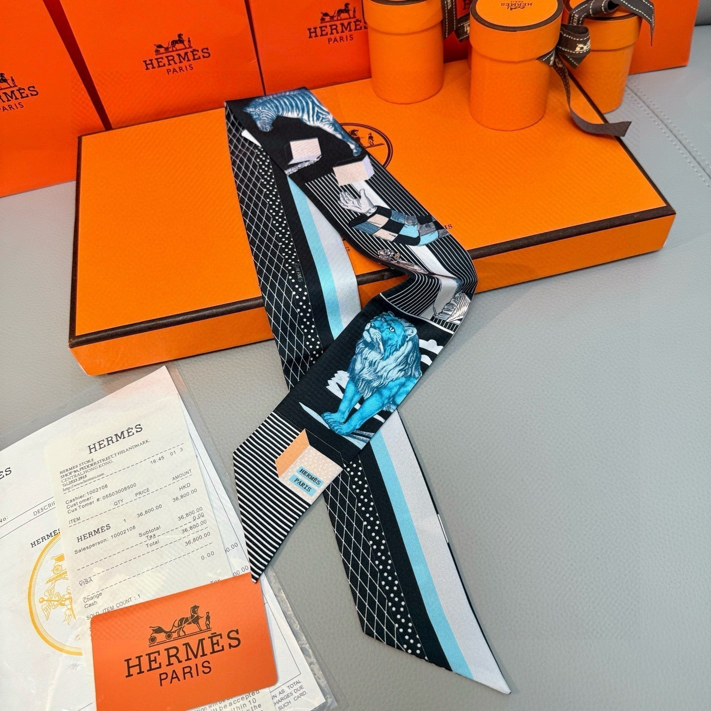 HERMES HERMES 25S SILK NECKERCHIEF 86 IN SILK 714361