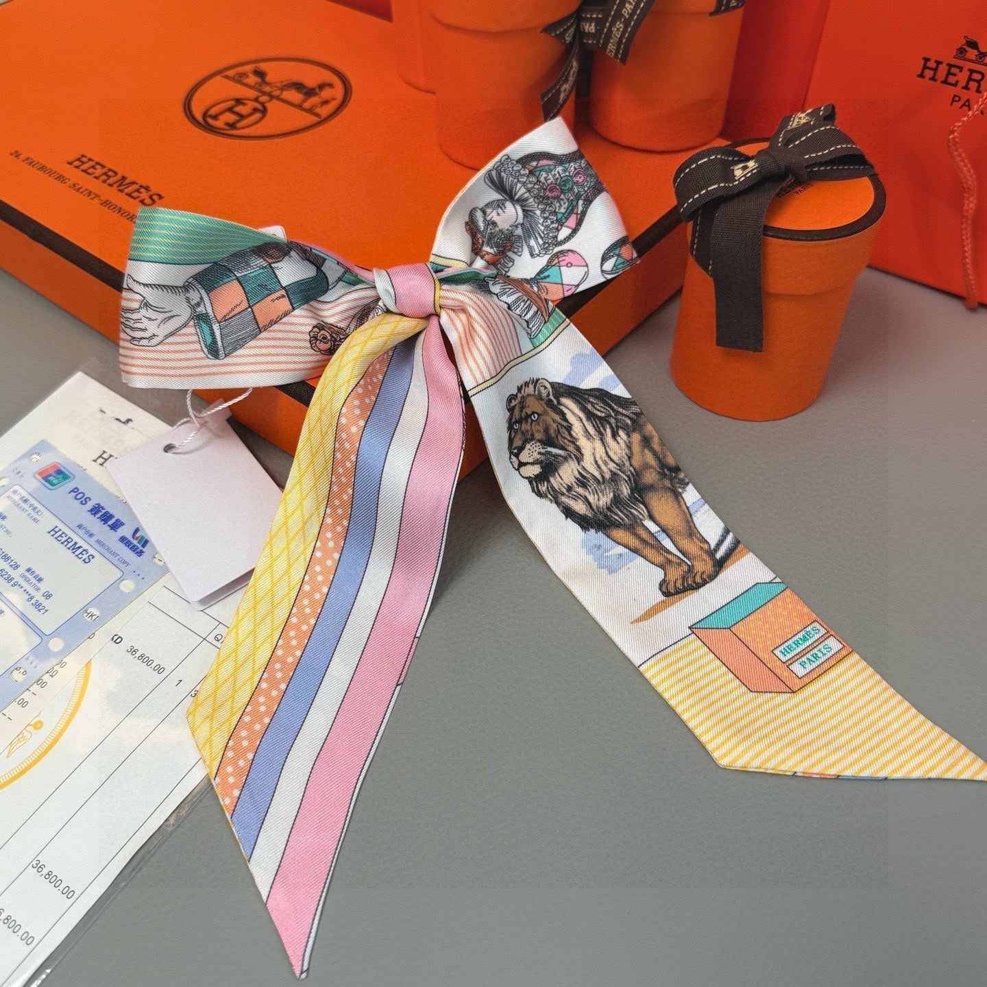 HERMES HERMES 25S SILK NECKERCHIEF 86 IN SILK 714363