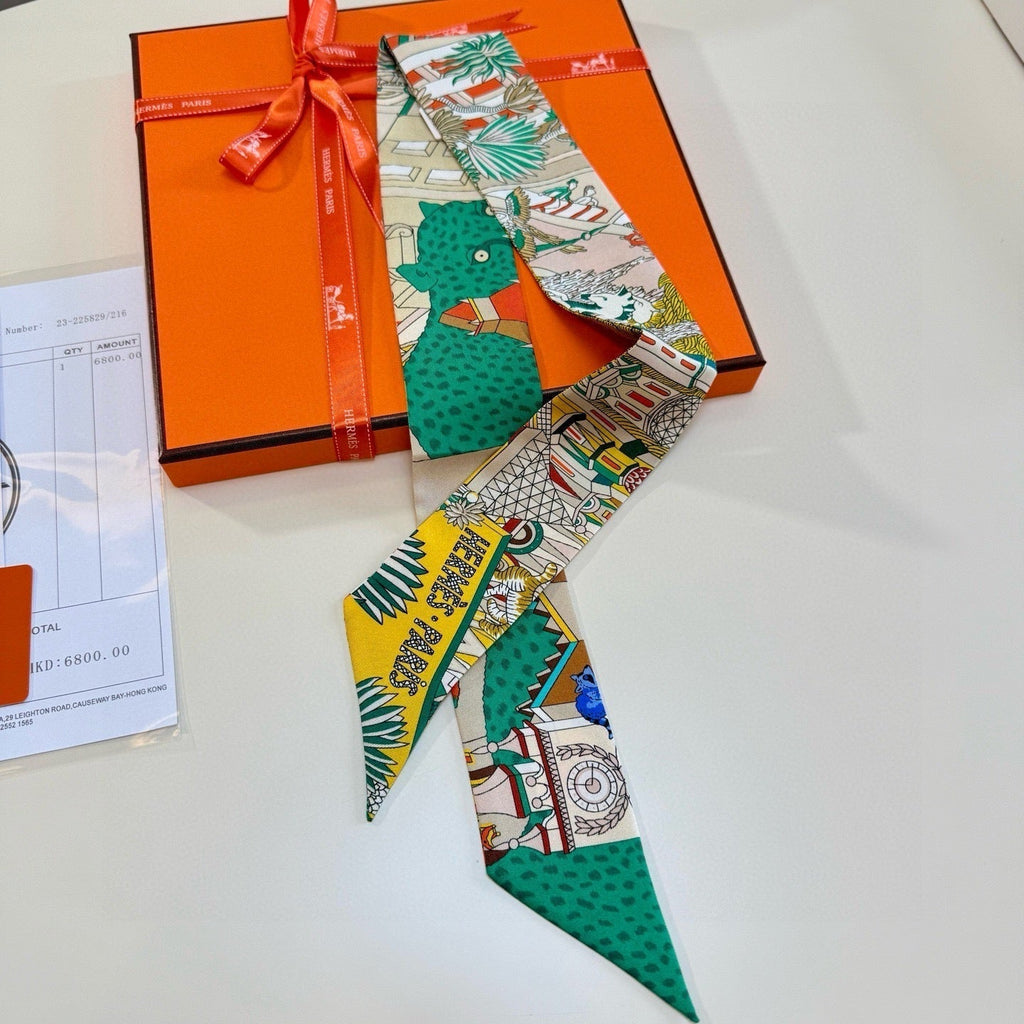 HERMES HERMES 25S NECKERCHIEF 86 IN SILK 989358