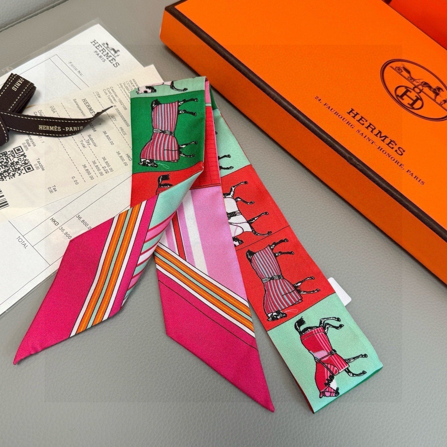 HERMES HERMES 25S NECKERCHIEF 86 IN SILK 991551