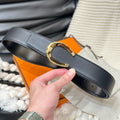 HERMES LUCK BELT GOLD BUCKLE & REVERSIBLE BLACK LEATHER STRAP 38MM
