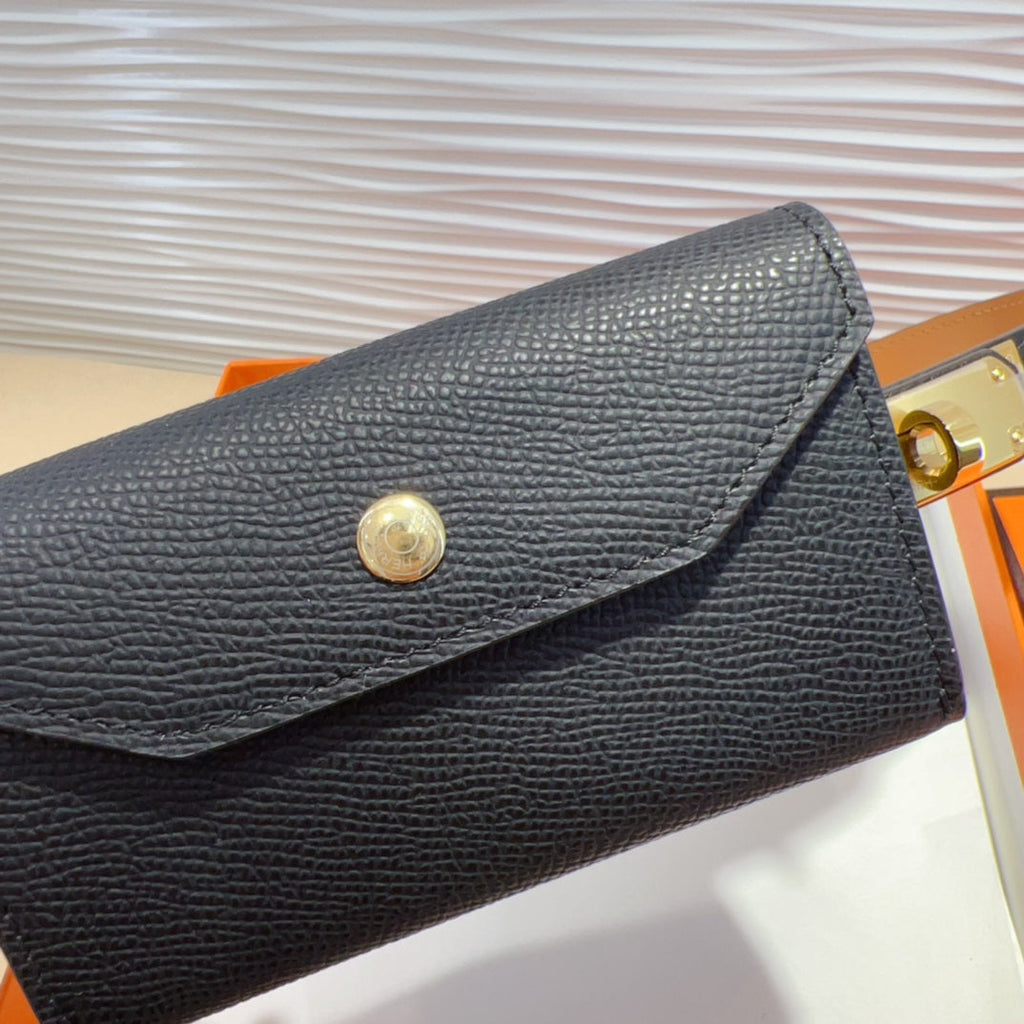 HERMES KELLY POCKET 18MM BELT BLACK LEATHER GOLD HARDWARE