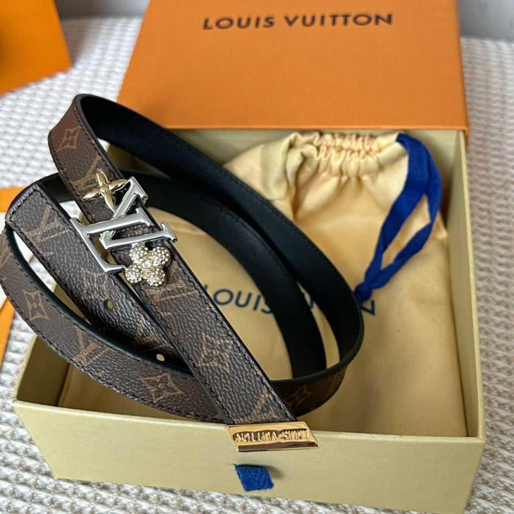 LOUIS VUITTON LV GRAM 20 MM REVERSIBLE BELT BROWN MONOGRAM CALFSKIN SILVER HARDWARE