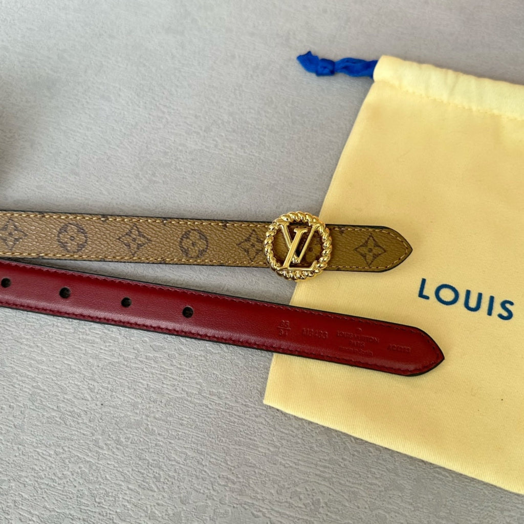 LOUIS VUITTON LV S-LOCK BELT 20 MM IN CHERRY RED CALFSKIN AND CIRCLE GOLD HARDWARE