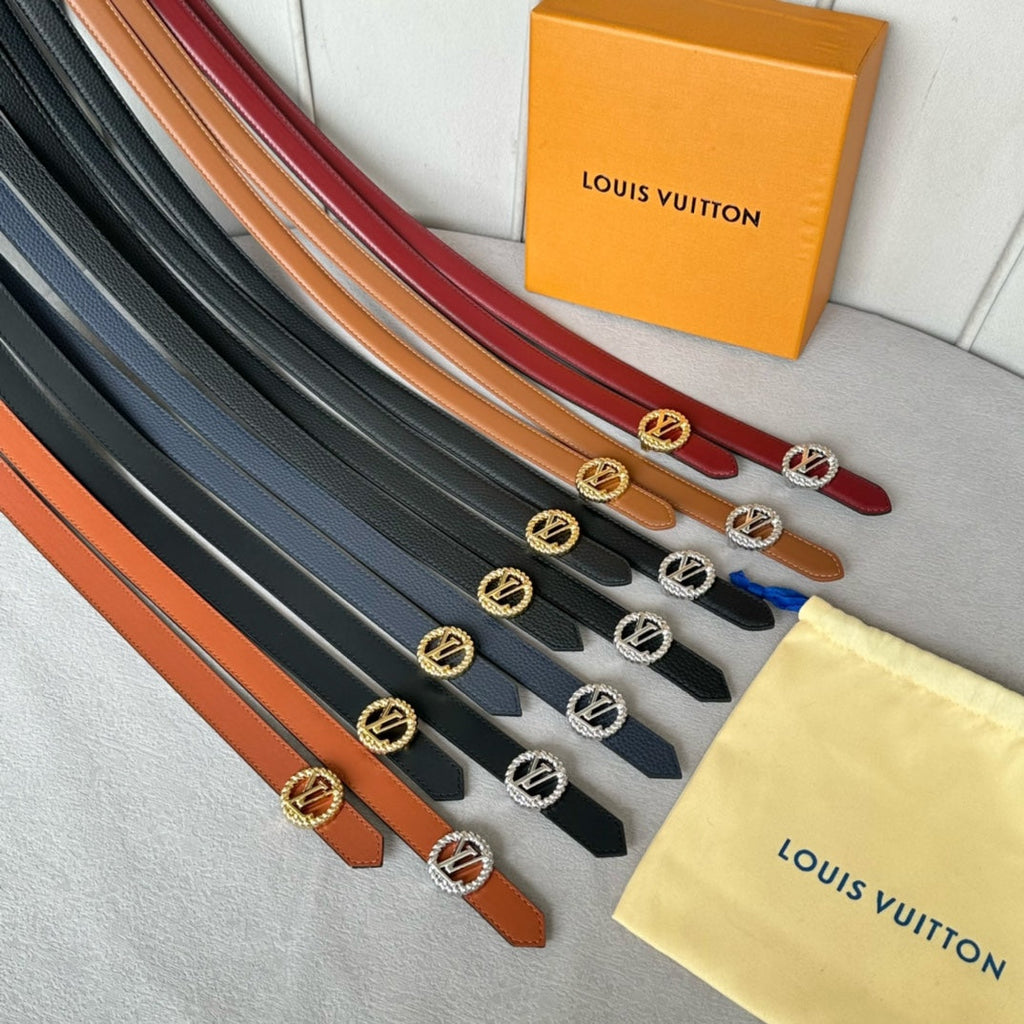 LOUIS VUITTON LV S-LOCK BELT 20 MM IN CHERRY RED CALFSKIN AND CIRCLE GOLD HARDWARE