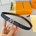 LOUIS VUITTON LV S-LOCK BELT 20 MM IN NAVY BLUE CALFSKIN AND CIRCLE SILVER HARDWARE