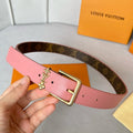LOUIS VUITTON LV BLOOM 30MM BELT IN BLUSH PINK CALFSKIN GOLD HARDWARE