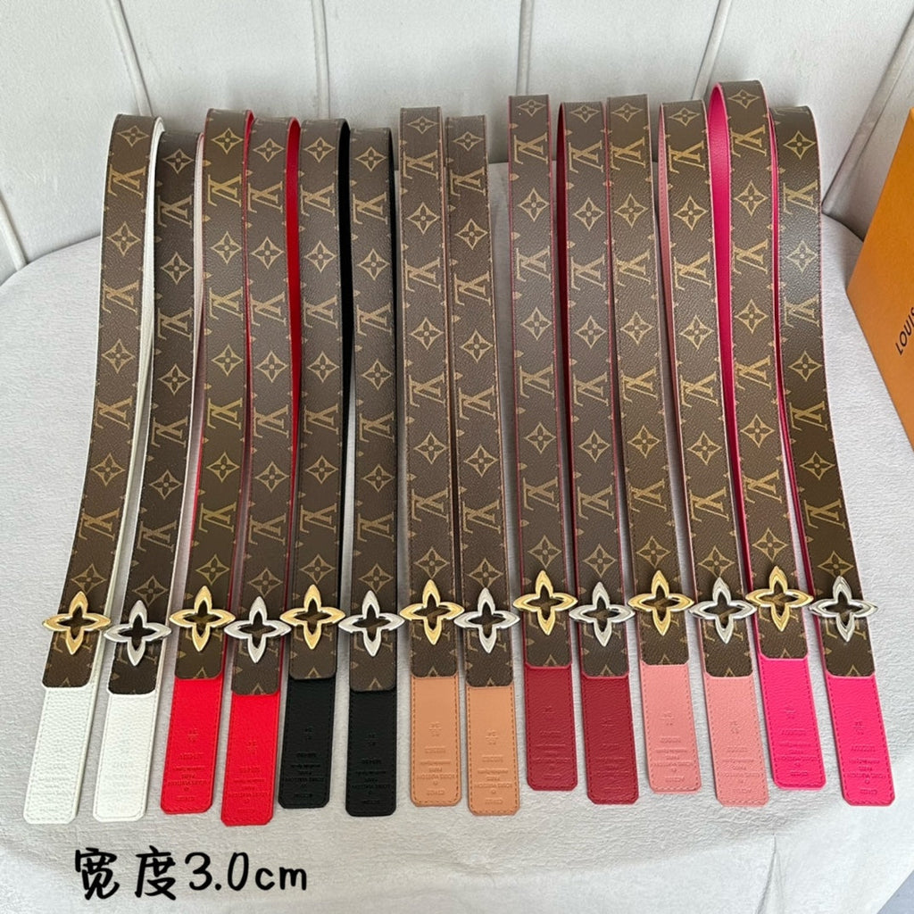 LOUIS VUITTON LV MINI FLOWERGRAM 30MM REVERSIBLE BELT IN BLOOD RED CALFSKIN SILVER HARDWARE