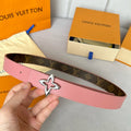 LOUIS VUITTON LV MINI FLOWERGRAM 30MM REVERSIBLE BELT IN BLUSH PINK CALFSKIN SILVER HARDWARE