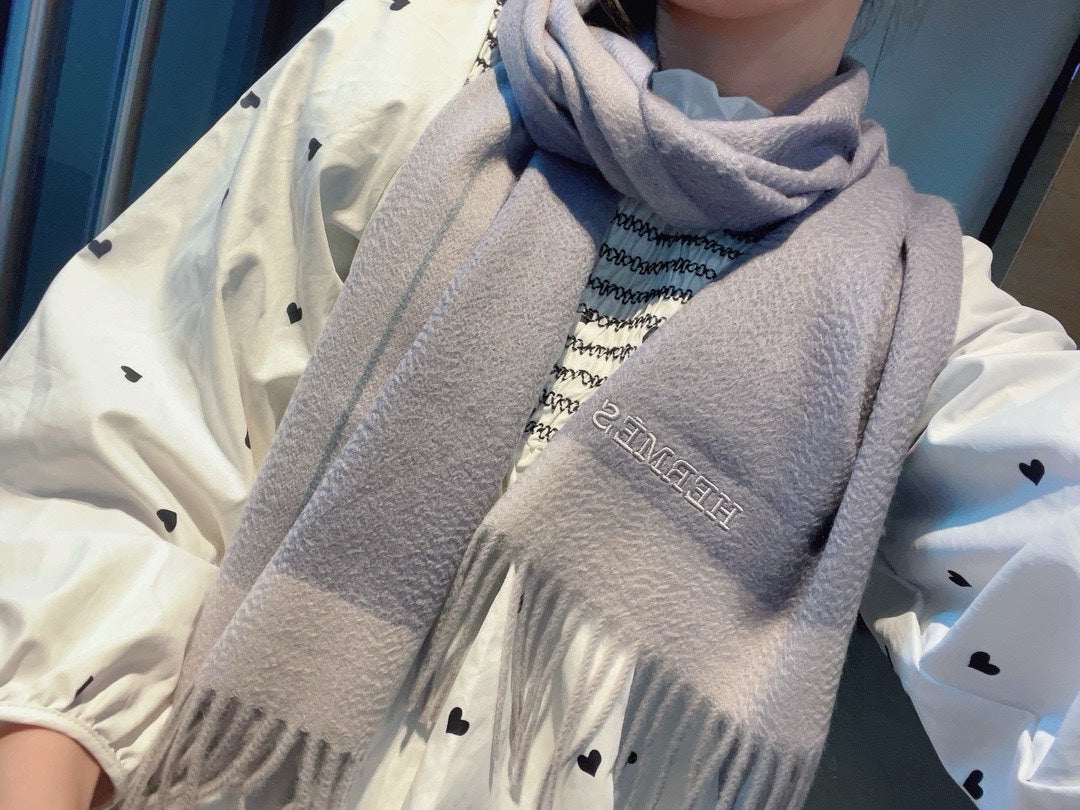 HERMES SCARF 180 CM IN LAVENDER GRAY CASERE 366049