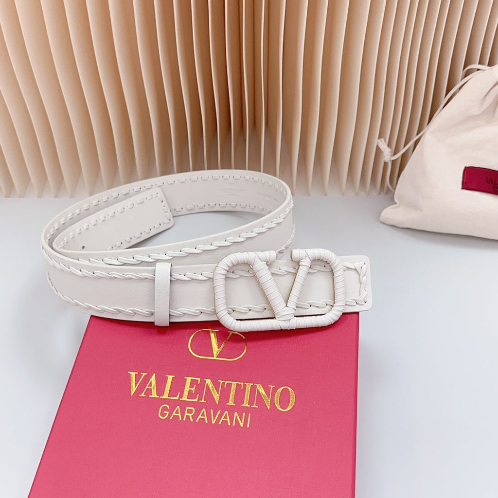 Vlogo White Leather Buckle 40mm White