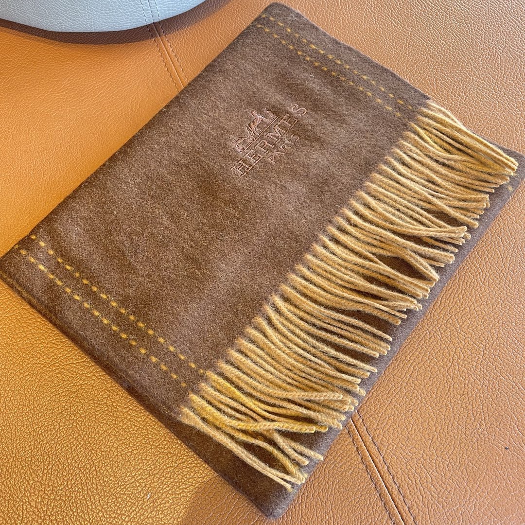 HERMES SCARF 180CM CHOCOLATE BROWN CASERE