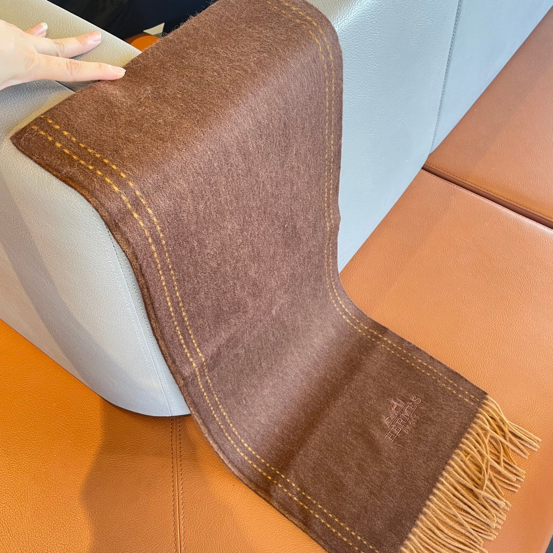 HERMES SCARF 180CM CHOCOLATE BROWN CASERE