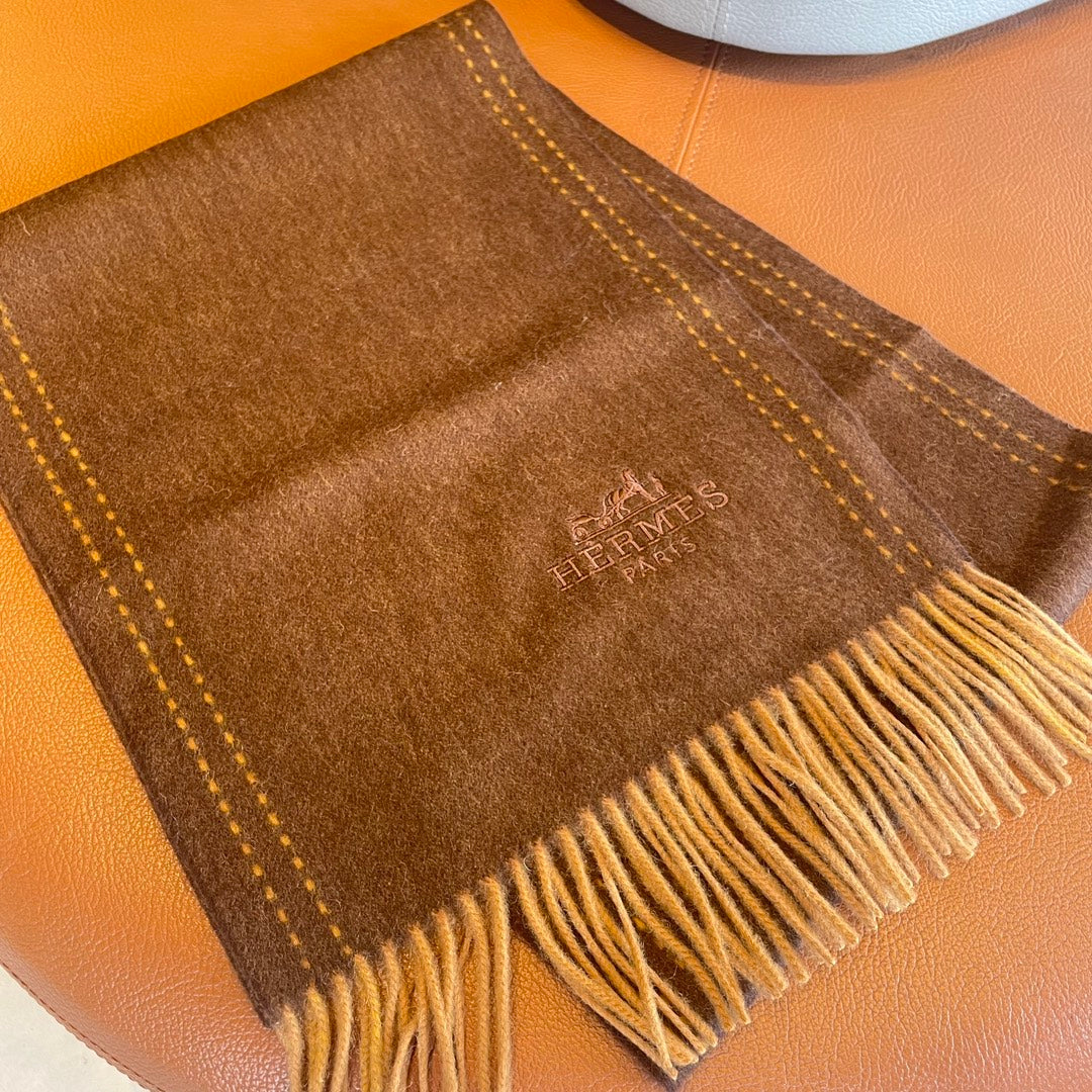 HERMES SCARF 180CM CHOCOLATE BROWN CASERE